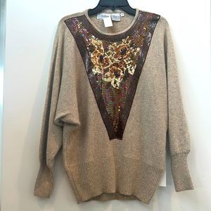 Vintage Dead Stock Silk and Angora Beaded Tunic Sweater